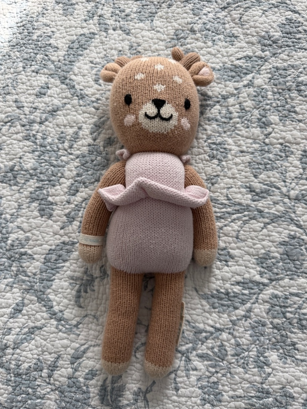 Knit Deer Plush Toy - Pink and Brown